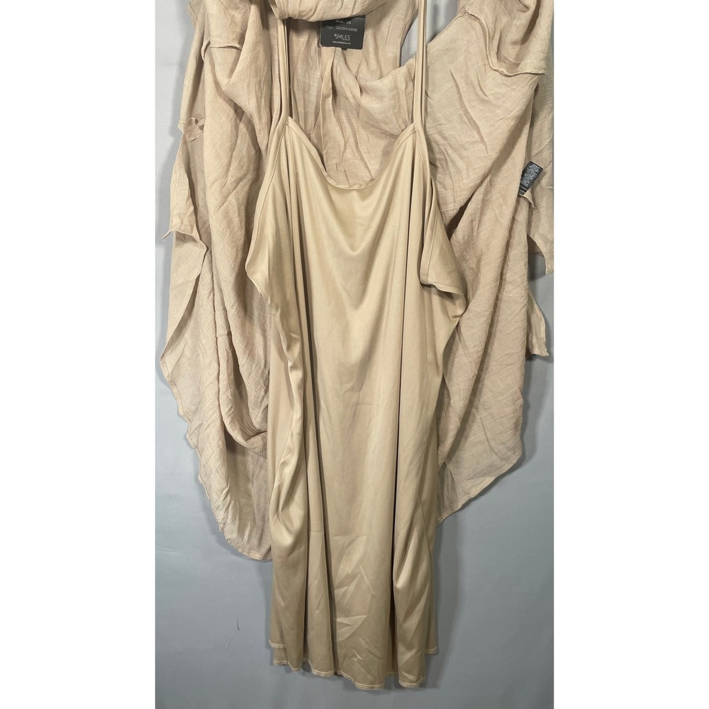Mlle Gabrielle NWT Womens 2X Tan Sleeveless Button Down Shirt Dress High Low - Picture 7 of 13